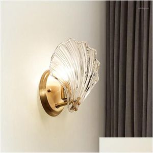 Applique 2021 Luxe Cristal Verre Shell Or Lumières Bbs Led Lumière Chambre Salon Intérieur Luminaires1 Drop Delivery Home Dhhnz