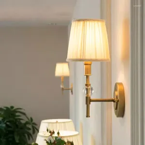 Lampe murale style américain rural tout cuivre luxe de luxe concepteur européen salon simple couloir couloir de chambre à coucher