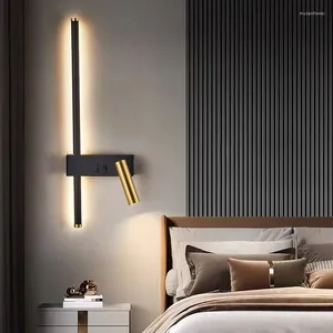 Lampe murale LED nordique Nordic Creative Bedroom Sonfa de lit Contexte Lumières décoratives Lire avec le bouton de l'interrupteur