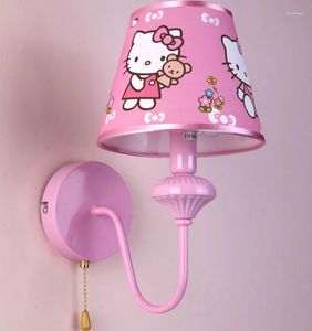 Applique murale enfants chambre Led rose tissu abat-jour lumière pour fille enfant chambre moderne Mini luminaires maison applique