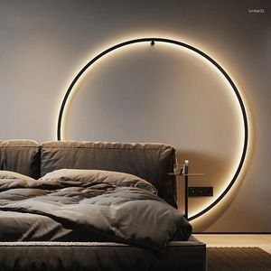 Applique murale anneau en cuivre LED moderne Foyer salon luminaires or noir haute qualité applique prise avec interrupteur
