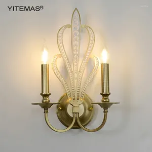 Lampe murale Gold Gquece French Retro Éclairage intérieur Décoratif de chambre à coucher Décoratif dans l'escalier du couloir E14 Prise