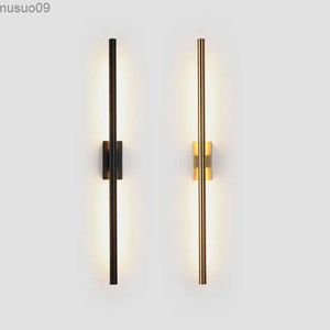 Lámpara de pared Interior LED Aplique Lámpara de pared Luz para el hogar Hotel Dormitorio Mesita de noche Baño Pasillo Moderno Nórdico Montado Latón Dorado Raya larga