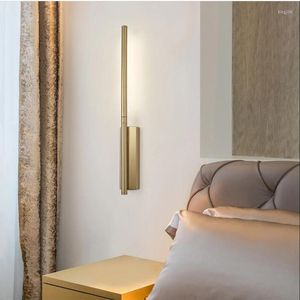 Lámpara de pared Link LED Lectura Sconce Nordic Long Light Gold Modern Metal Linear para la decoración del hogar de la sala de estar