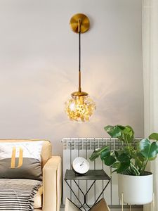 Applique murale moderne boule de verre lampes or chevet HangLamp décor à la maison fleur feuille luminaires café salle à manger cuisine chambre