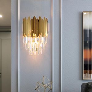 Lámpara de pared moderna de cristal dorado, candelabro de luz de noche, accesorios de luces Led de lujo para lámparas de dormitorio, sala de estar