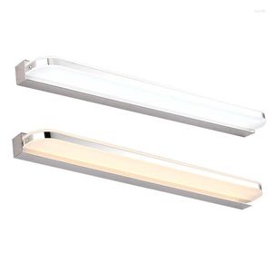 Lampe murale LED moderne lumières de salle de bain acryliques contractées longs en plastique blanc miroir de salle de lavabo miroir avant