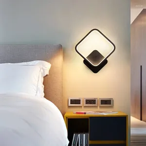 Lampe murale LED minimaliste moderne pour la chambre de lit de chambre à coucher décoration de maison salon allée en aluminium carré