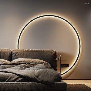 Applique murale moderne minimaliste Led anneaux USB salon fond applique éclairage créatif à côté lumière chambre luminaire