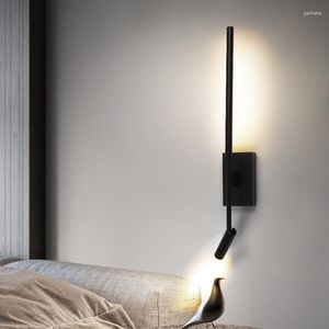Lampe murale moderne minimaliste long Black Aluminium Line Spotlight Creative El Bedside LED Surface montée surface