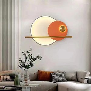 Applique murale Orange Vert Or Métal LED Lumières Salon Restaurant Chevet Moderne Anneau Minimaliste Intérieur Art Déco Goutte