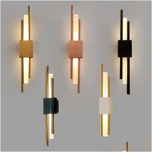 Lámpara de pared Poste Moderno Lujo El Salón Tv Fondo Cama Escaleras Luces Simple Led Cristal de oro Accesorios de iluminación Entrega de la gota Ho Dhe4N