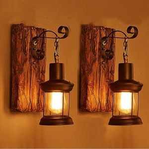 Lampe murale simple tête industrielle rustique vintage rétro en bois mural mural peinture en métal