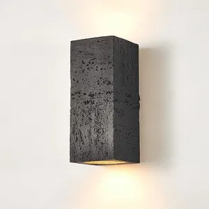 Lampe murale Wabi-Sabi Square nordique Ciment Foyer Restaurant Retro Light Corridor Sconce Designer Home Decoration