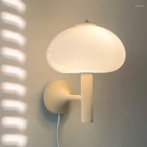 Lámparas de pared Lámpara Bauhaus Luz de vidrio de hongo moderno para la sala de estar del dormitorio Decoración loft blanca con interruptor de enchufe