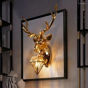 Lampes murales Creative Antler Lampe Luxury Decoration Village Village Silver Gold Gold Buckhorn Light For Bedroom Restaurant Living Room