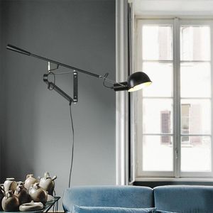Appliques Dimmable LED Lampe Salon Décoration Tête De Lit Rotatif Long Pôle Balayage Noir Et Blanc Industriel
