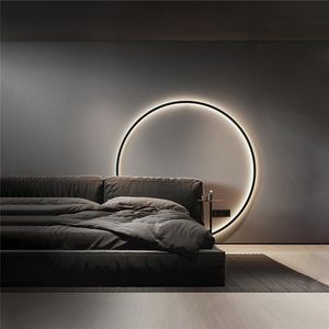 Lámparas de pared Lámpara minimalista para anillo de diseño de dormitorio LED Nordic Sconce Atmósfera Sala de estar Decoración de la sala de la decoración de la casa Iluminación PLU