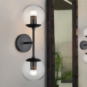 Lámparas de pared Apliques largos de cristal modernos Deco de vidrio Velas LED Lámpara de lectura de polea de madera antigua