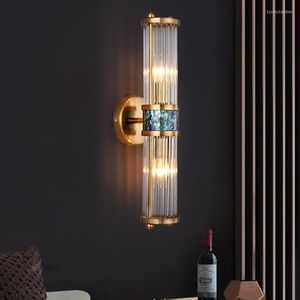 Appliques murales moderne luxe or cristal lampe LED Simple coquille lumière pour salon chambre fond chevet escalier allée