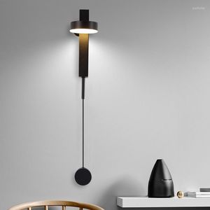 Lámparas de pared Nordic Black Brass Gold Metal y acrílico ajustable 9W Lámpara LED regulable Sconce para sala de estar Accesorio de iluminación de noche