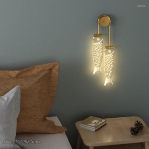 Lámparas de pared insps nordic acrílico led para niños pasillo creativo de dormitorio pasillo corredor art deco luces nocturnas apliques