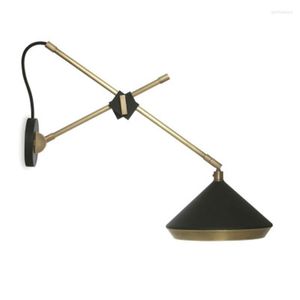 Lámparas de pared Nordic Post Modern Iron Swing Arm Lamp Dormitorio Estudio Pasillo