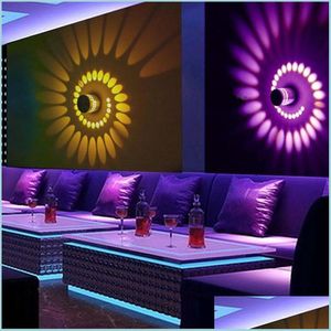 Lámparas de pared Rgb Espiral Agujero Led Luces de pared Lámpara de efecto con control remoto Colorf Para Party Bar Lobby Ktv Decoración del hogar Drop De Dhj7B