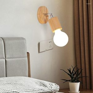 Lampes murales en bois massif tour positionnement support de lampe E27 personnalité créative bricolage lumière LED décorer éclairage de lit