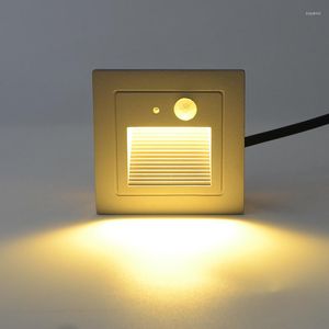 Lámparas de pared Impermeable LED Paso Escalera Luz Exterior Interior PIR Sensor de movimiento Detector Infrarrojo Noche humana