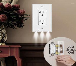 Placa de cubierta de toma de corriente de pared con luces LED, enchufe con Sensor de luz de seguridad, pegatinas para interruptor de enchufe para dormitorio de baño 2601400