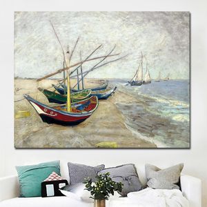 Voilier mural de Vincent Van Gogh, célèbre artiste impressionnisme, affiche imprimée, tableau mural, toile, peinture à l'huile, 2841