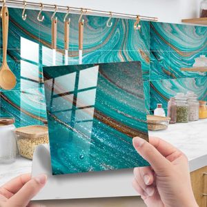 Pegatinas de pared Serie de azulejos de cristal de 10 cm Simple Paquete de 10/20 piezas Tinta y mármol de lavado