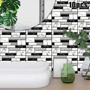 Pegatinas de pared 10 unids/lote, calcomanía de mosaico autoadhesivo para sala de estar, cocina, baño, papel tapiz impermeable, pegatina Diy