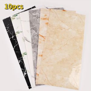 Wall Stickers 10Pcs Pvc Self Adhesive Marble Tile Sticker Waterproof Wallpaper Living Room Bedroom Bathroom Floor Home Decoration 231009