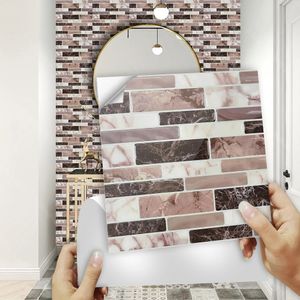 Pegatinas de pared 10 unidsset Flat Marble Mosaic Tiles Etiqueta Transferencias Cubiertas para cocina Mesas de baño Peel Stick Calcomanías de arte impermeables 231211