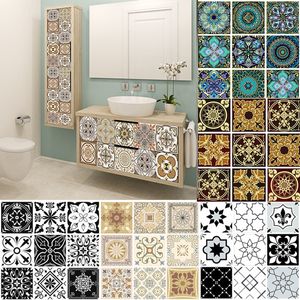 Pegatinas de pared 10pcsset Estilo Mandala Cristal Duro Azulejos Cerámica Pegatina Cocina Armario Decoración para el hogar Arte Mural Peel Stick Calcomanías 230720