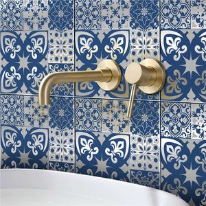 Pegatinas de pared 12 unids Flor DIY Autoadhesivo Cocina Baño Azulejo Decoración del piso Etiqueta del hogar Impermeable