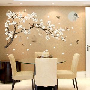 Stickers muraux 187*128 cm grande taille arbre fleur oiseau Image décoration de la maison arrière-plans pour bricolage chambre décor PVC papier peint