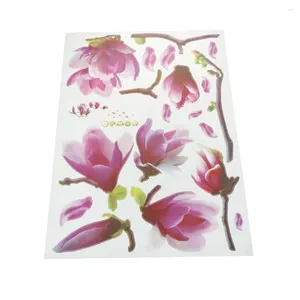 Autocollants muraux 1pcs de chambre à coucher Parlour violet magnolia fleur décor à la maison décoration de salon en papier autocollant décalcomanies 50x70cm