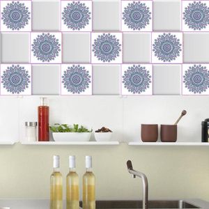 Pegatinas de pared 20 piezas estilo Mandala PVC flor pegatina cocina baño azulejo cintura autoadhesivo suelo ambiental