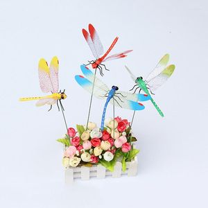 Pegatinas de pared 2 piezas imán/pin/poste de libélula 14 cm simulación 3D pegatina de libélula refrigerador boda creativa decoración de jardín al aire libre