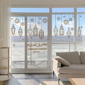 Stickers muraux 2pcs Ramadan Kareem décoratif PVC fenêtre goutte lanterne conception autocollant pour la maison décor islamique Eid Mubarak décalcomanies 230822