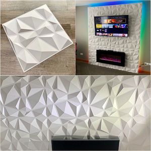 Wall Stickers 30x30cm Decorative 3D Panels in Diamond Design Matt White Wallpaper Mural TilePanelMold 90s aesthetic room bathroom 230829