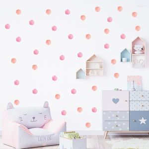 Stickers muraux 36 pièces rose main dessiner à pois aquarelle cercle décalcomanies pour chambre d'enfants bébé pépinière décor à la maison décoration PVC