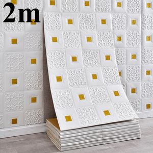 Pegatinas de pared 3D papel tapiz continuo patrón de flores impermeable autoadhesivo TV Fondo revestimiento de paredes decoración del hogar papel 230615