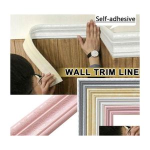 Pegatinas de pared Espuma 3D Papel tapiz autoadhesivo a prueba de agua Decoración de borde Etiqueta extraíble Decoraciones de línea de corte1 Entrega de gota Home Gard Dhvsz