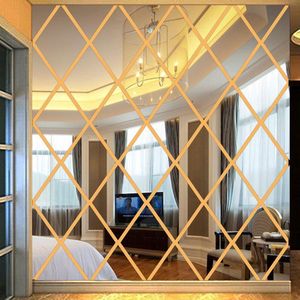 Stickers muraux 3D Miroir Décor Acrylique Diamants Triangles Autocollant Pour Salon Chambre Maison Décoration Accessoires