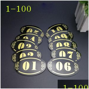 Stickers Muraux 5X8Cm Acrylique Magasin El Adhésif Porte Table Signe Plaque Armoire De Rangement Étagère Numéro Autocollant Partie Diy Décoration Za5917 Dhzqy