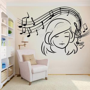 Autocollants muraux artistiques, décoration musicale pour fille, Notes de musique, clés, décor, affiche murale amovible, chambre d'adolescent LY105